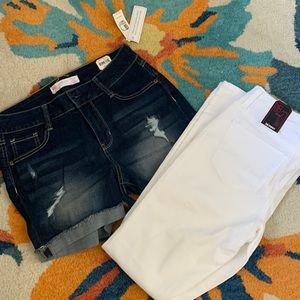 Jean shorts and white skinny jeans